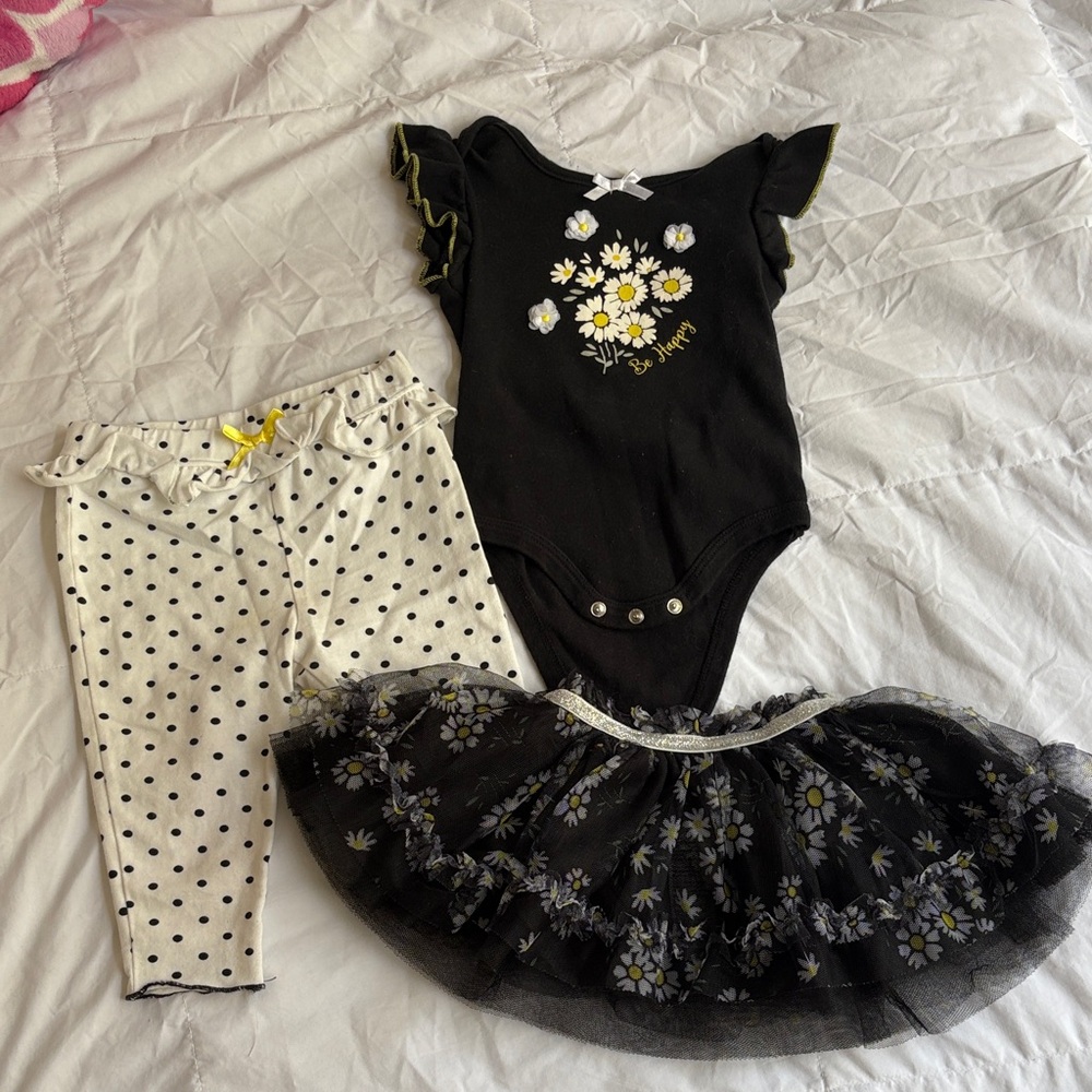 Baby Starters Black and White Floral Dance Costume Set